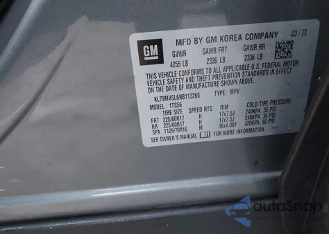 2022 Chevrolet Trailblazer Fwd Activ from USA, damaged, VIN KL79MVSL6NB113265